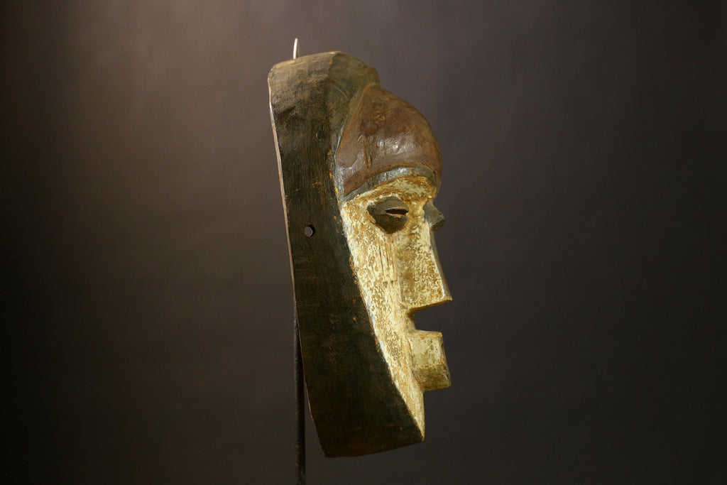 African Mask Lega Idumu Tribal Face Hand Carved Wooden Wall Hanging Unique Art Piece Cultural Decor Gift for Home-6538