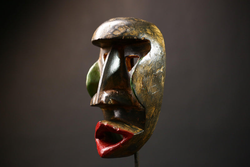 African Stunning Hand Carved Dan Mask Collectible Art Sculpture | Unique Ethnic Wall Decor Traditional African Home Decor-G4517