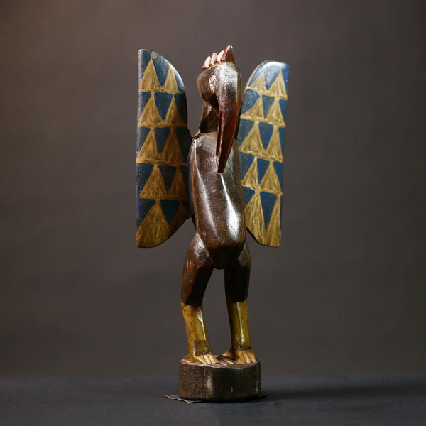 African Authentic Senufo Bird Sculpture from Cultures Ethnicities | Unique African Home Decor Collectible Art Piece   -G4515