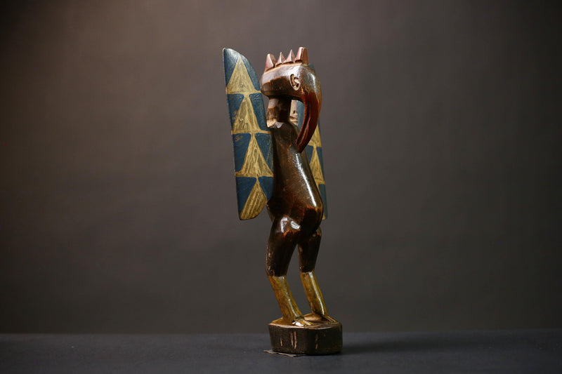 African Senufo Wooden Bird Sculpture Unique Artwork Collectible Decor | Handcrafted Ethnic Art for Home and Office-G4514