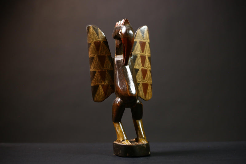 African Senufo Bird Statue | Handmade Carved Wood Figurine | Unique Prosperity Decor | Cultural Art for Home | Gift Idea -G4529