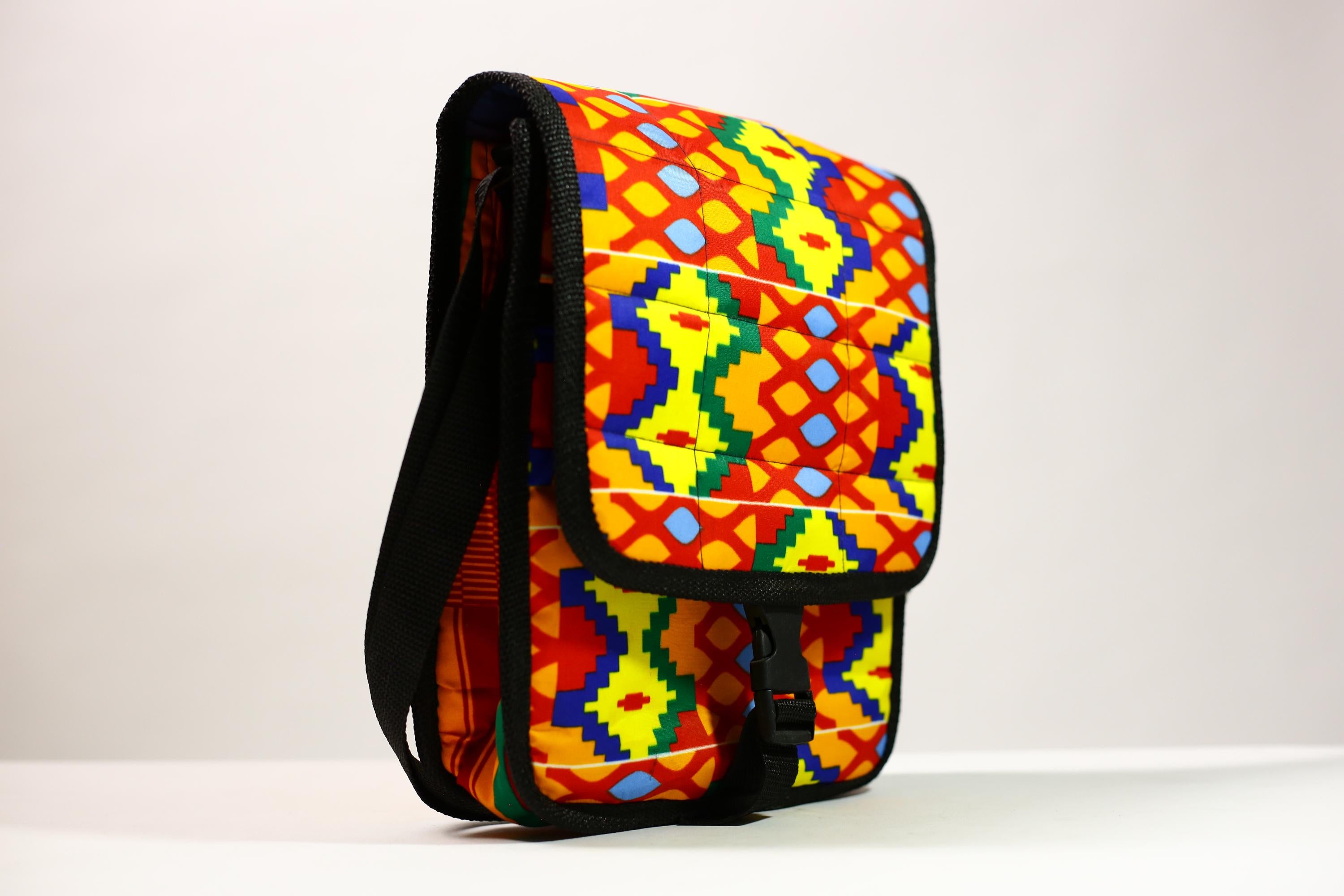 African Kanta Backpack | Unique Travel Daypack | Lightweight Bookbag | Eco-Friendly Bag | Stylish and Functional Backpack -G4533