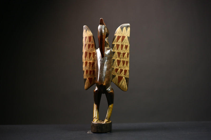 African Senufo Bird Statue | Wooden Fertility Sculpture | Unique Tribal Art Decor | Handmade Cultural Decoration for Home  -G4528