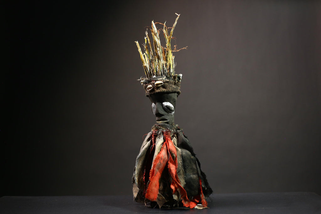 African Nkisi Nkondi Figure | Hand Carved Voodoo Statue | Unique Tribal Art from Congo | Cultural Home Decor Accent -G4526