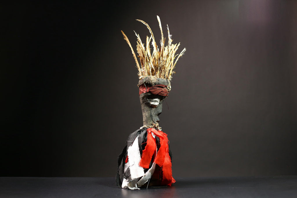 African Nkisi Nkondi Figure | Hand Carved Primitive Voodoo Statue | Unique Tribal Decor | Cultural Art for Home Display -G4525