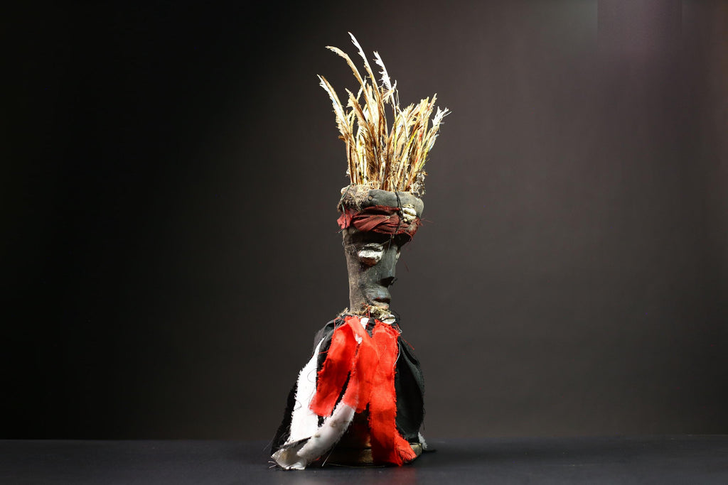 African Nkisi Nkondi Figure | Hand Carved Primitive Voodoo Statue | Unique Tribal Decor | Cultural Art for Home Display -G4525