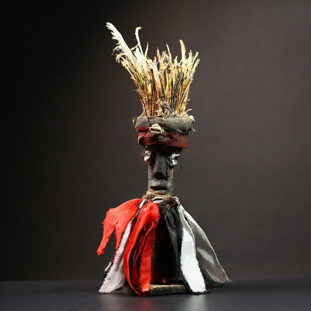 African Nkisi Nkondi Figure | Hand Carved Primitive Voodoo Statue | Unique Tribal Decor | Cultural Art for Home Display -G4525