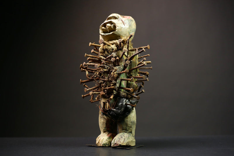 African Voodoo Sculpture Nkisi Nkondi | Unique Handcrafted Wood Figure | Cultural Art Decor | Spirit Figure for Home Display -G4524