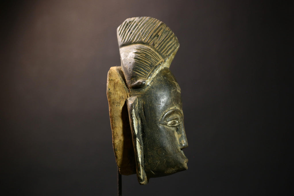 African Baule Mask | Hand Carved Wooden Tribal Art | Unique Face Decor | Cultural Collectible | Ethnic Wall Mask for Home-G1788