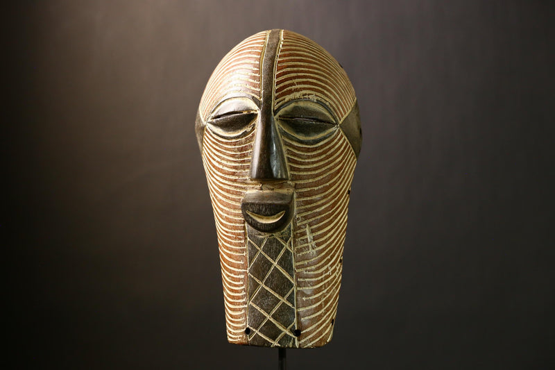 African Songye Wood Mask Tribal Art Wall Decor Handmade Congo Sculpture Ethnic Face Carving Traditional Mask Home Decoration Authentic-G4322