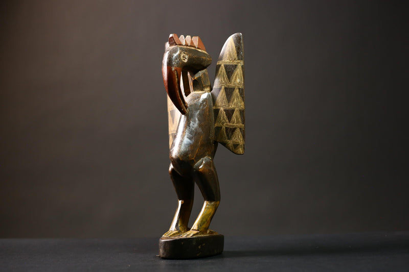 African Handcrafted Wood Bird Figurine Senufo Sculpture Unique Prosperity Decor | Ethnic Art | Home Decor | Gift Idea-G4544