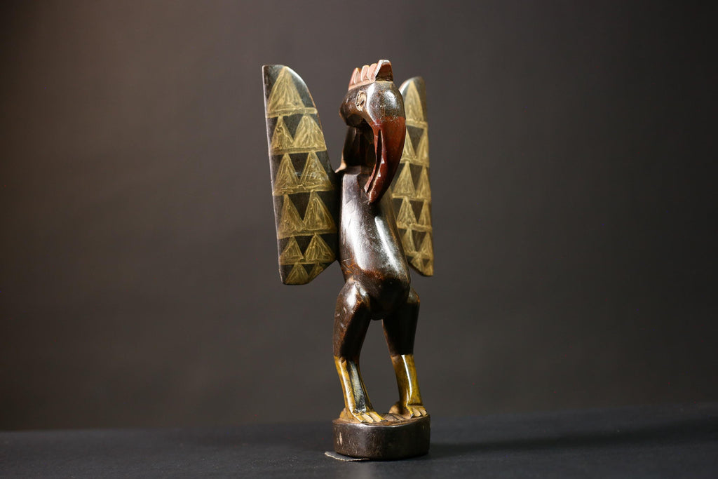African Handcrafted Wood Bird Figurine Senufo Sculpture Unique Prosperity Decor | Ethnic Art | Home Decor | Gift Idea-G4544