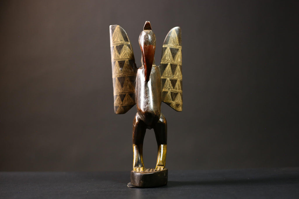 African Handcrafted Wood Bird Figurine Senufo Sculpture Unique Prosperity Decor | Ethnic Art | Home Decor | Gift Idea-G4544