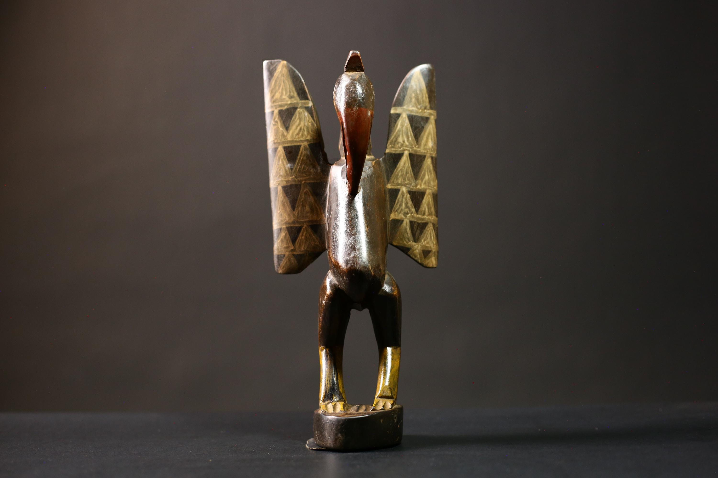 African Handcrafted Wood Bird Figurine Senufo Sculpture Unique Prosperity Decor | Ethnic Art | Home Decor | Gift Idea-G4544