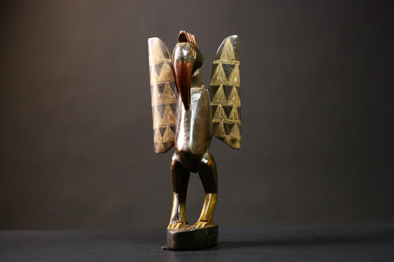 African Handcrafted Wood Bird Figurine Senufo Sculpture Unique Prosperity Decor | Ethnic Art | Home Decor | Gift Idea-G4544