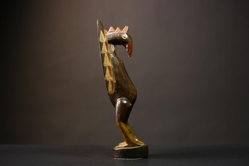 African Handmade Senufo Bird Figurine Carved Wood Unique Prosperity Statue | Ethnic Art | Home Decor | Gift Idea -G4543
