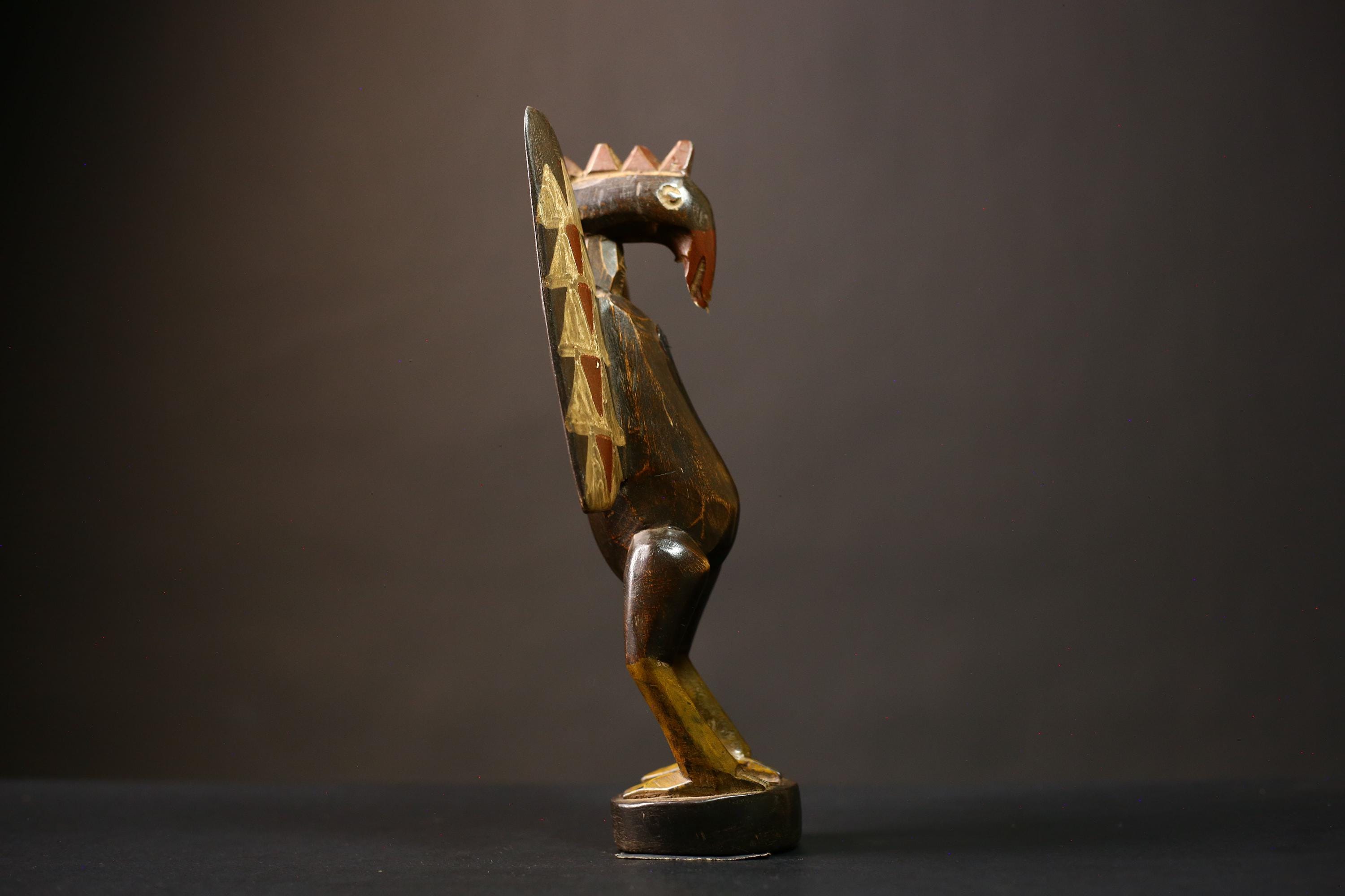 African Handmade Senufo Bird Figurine Carved Wood Unique Prosperity Statue | Ethnic Art | Home Decor | Gift Idea -G4543