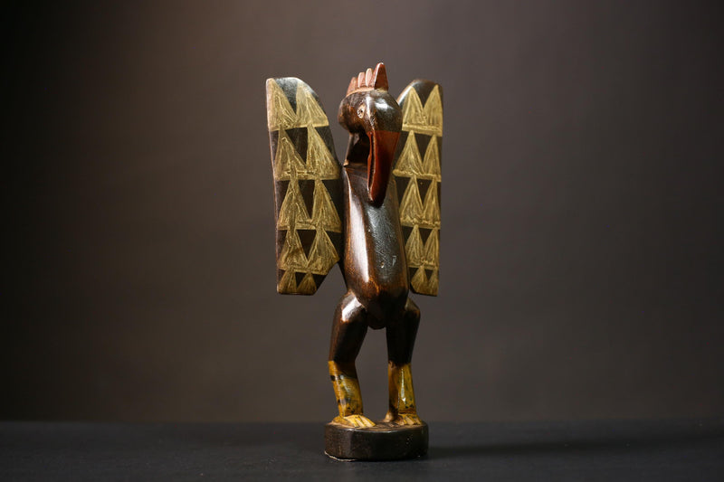 African Senufo Bird Statue | Handmade Carved Wooden Art | Unique Tribal Figurine | Prosperity Home Decor | Cultural African Sculpture -G4542