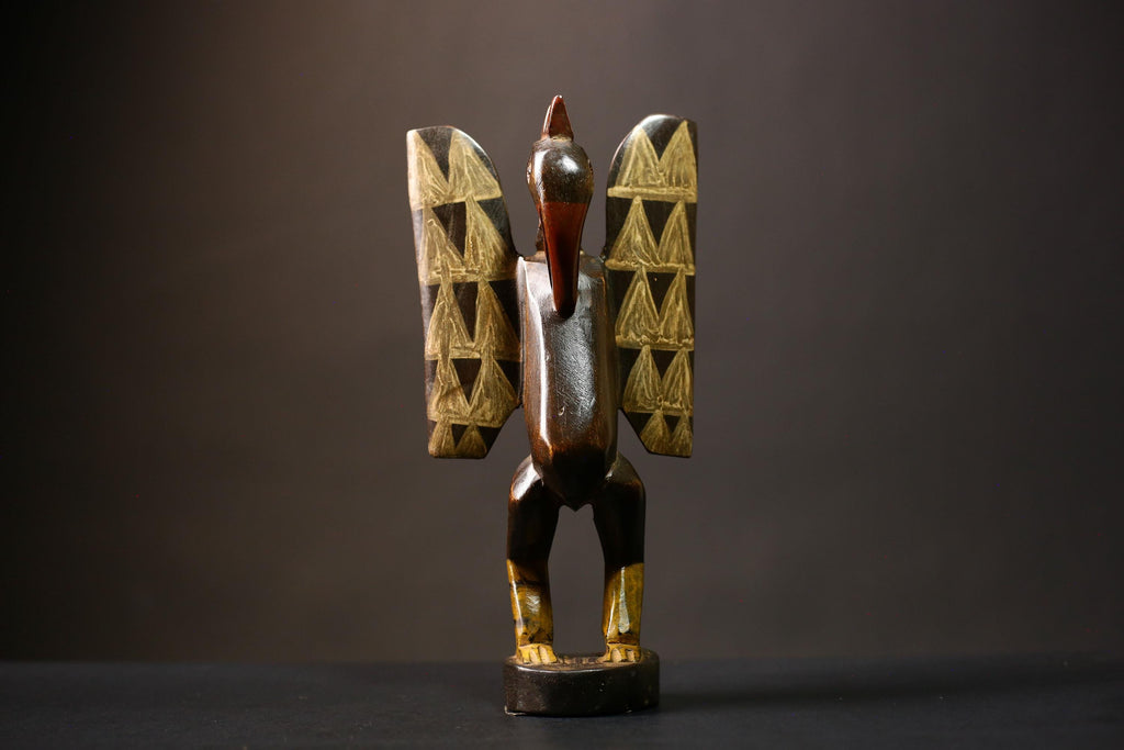African Senufo Bird Statue | Handmade Carved Wooden Art | Unique Tribal Figurine | Prosperity Home Decor | Cultural African Sculpture -G4542