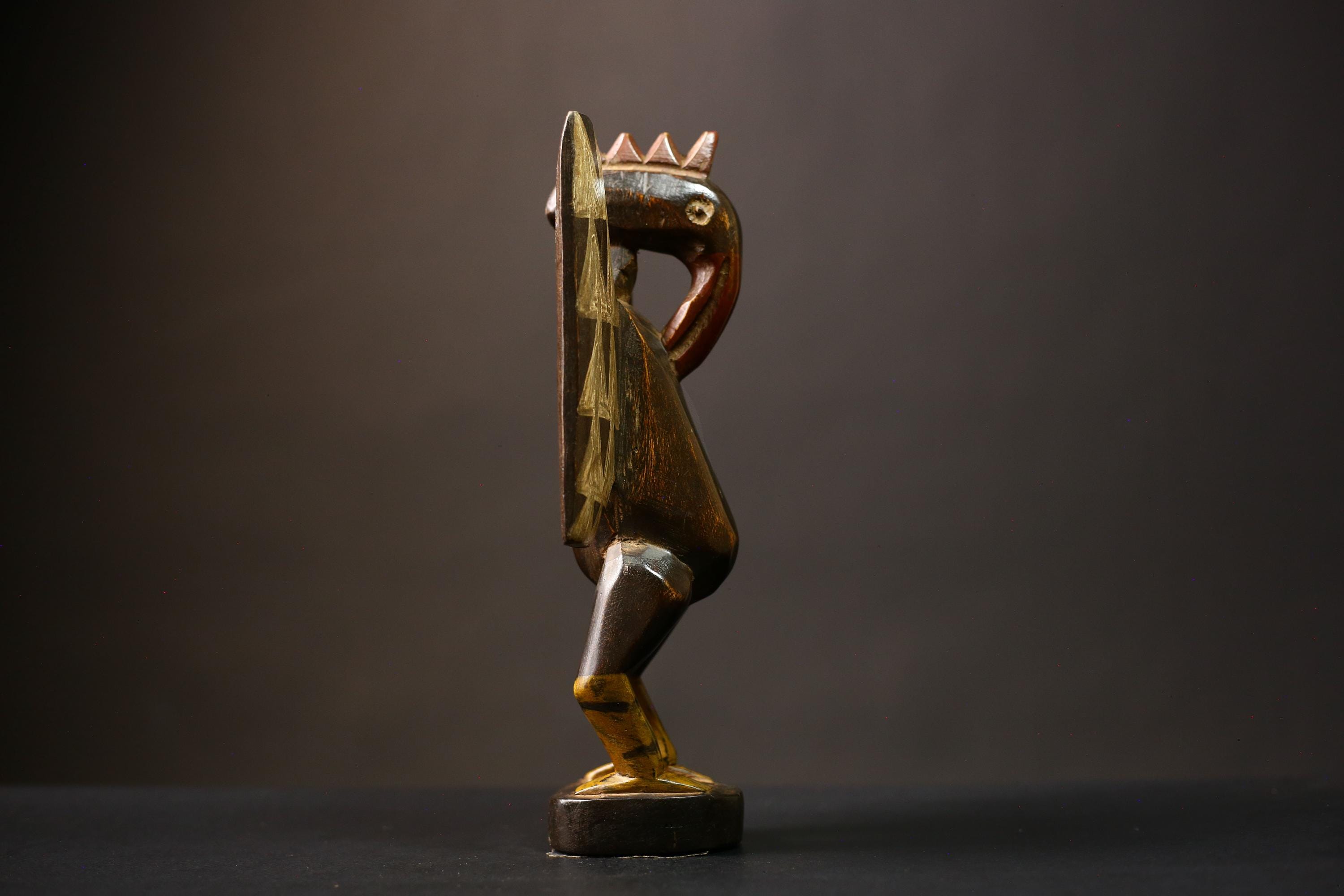 African Senufo Bird Statue | Handmade Carved Wooden Art | Unique Tribal Figurine | Prosperity Home Decor | Cultural African Sculpture -G4542