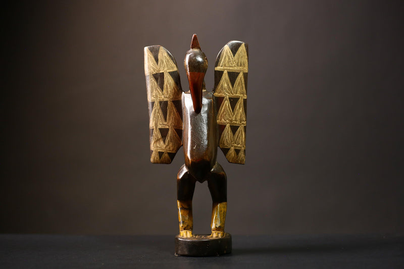 African Senufo Bird Statue | Handmade Carved Wooden Art | Unique Tribal Figurine | Prosperity Home Decor | Cultural African Sculpture -G4542