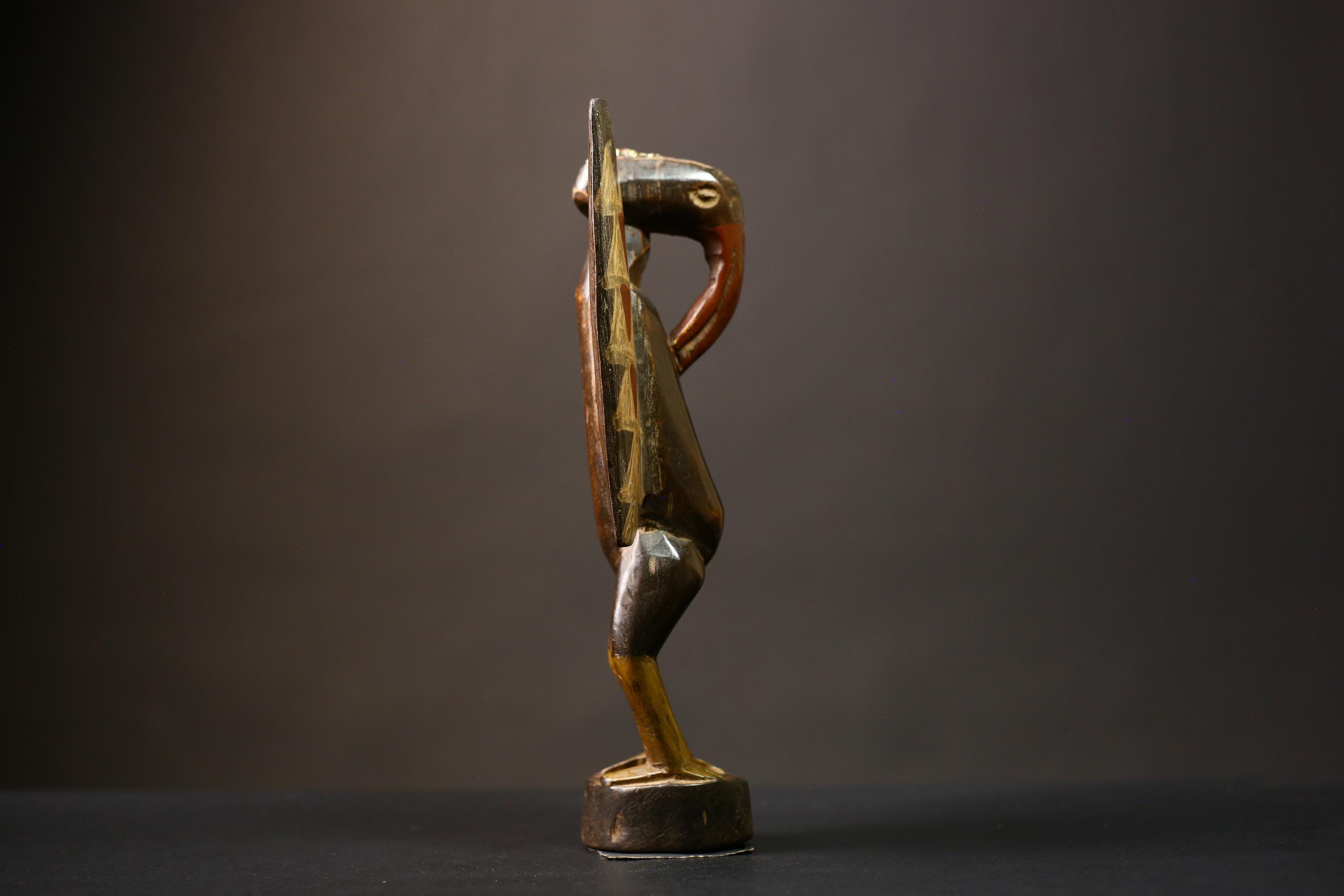 African Senufo Bird Statue | Handmade Carved Wooden Art | Unique Tribal Figurine | Prosperity Home Decor | Cultural African Sculpture -G4541