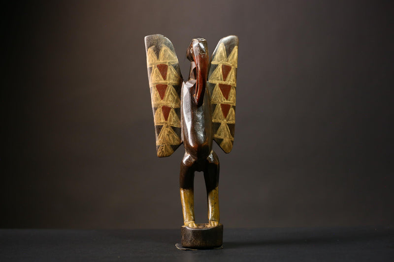 African Senufo Bird Statue | Handmade Carved Wooden Art | Unique Tribal Figurine | Prosperity Home Decor | Cultural African Sculpture -G4541