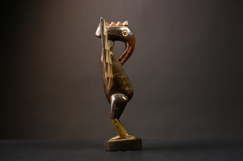 African Senufo Bird Statue | Handmade Wood Sculpture Art | Prosperity Home Decor | Unique Gift Ideas | Carved Animal Figurine-G4540