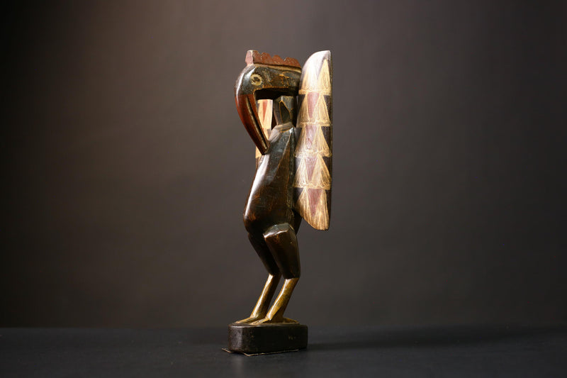 African Senufo Bird Statue | Handmade Wood Sculpture Art | Prosperity Home Decor | Unique Gift Ideas | Carved Animal Figurine-G4540