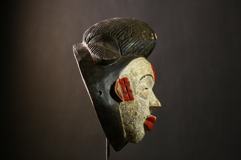 African Antique Puno Tribal Mask Authentic Handcrafted Wooden Wall Art Ethnic Decor-G4333