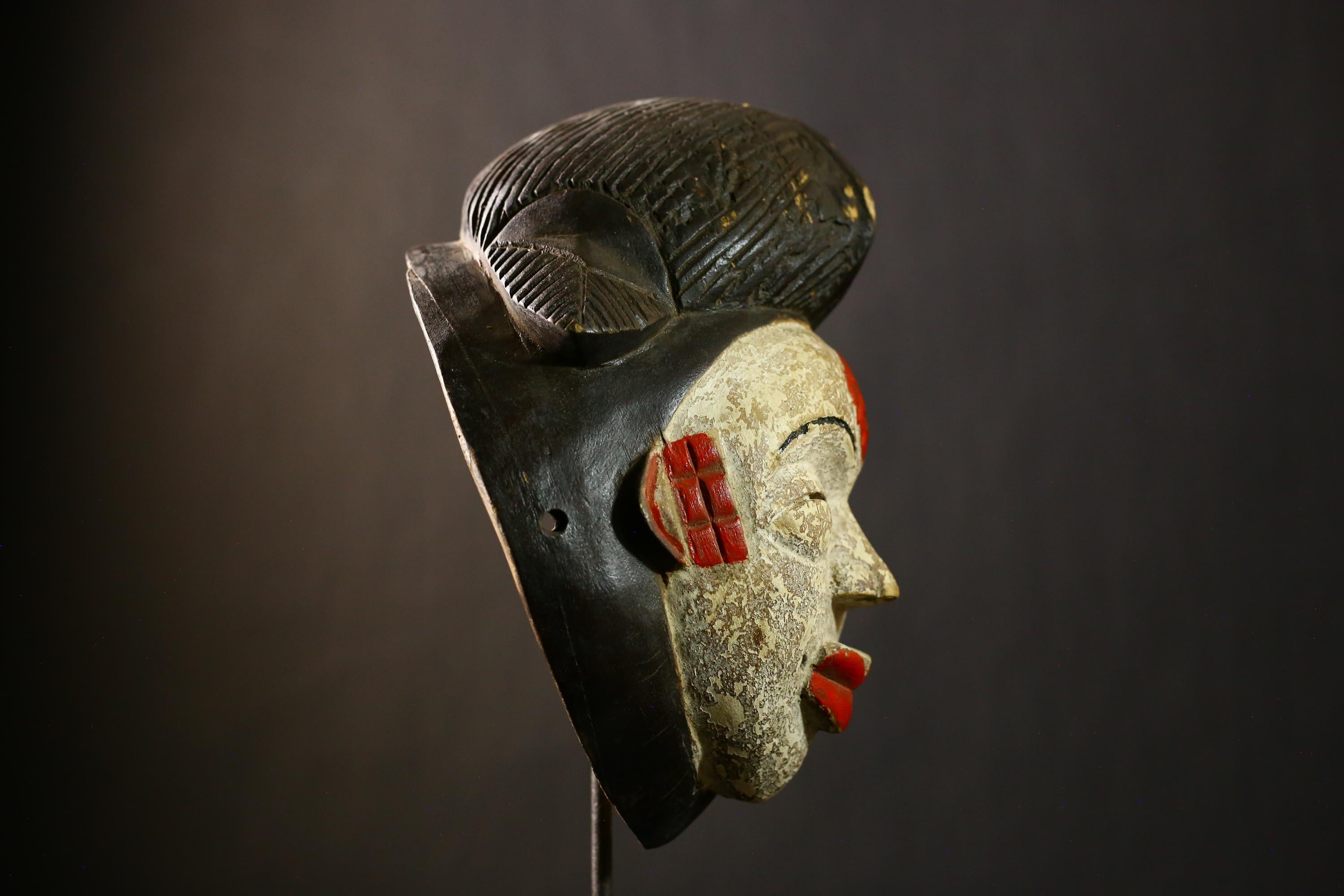 African Antique Puno Tribal Mask Authentic Handcrafted Wooden Wall Art Ethnic Decor-G4333