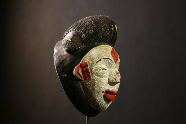 African Antique Puno Tribal Mask Authentic Handcrafted Wooden Wall Art Ethnic Decor-G4333