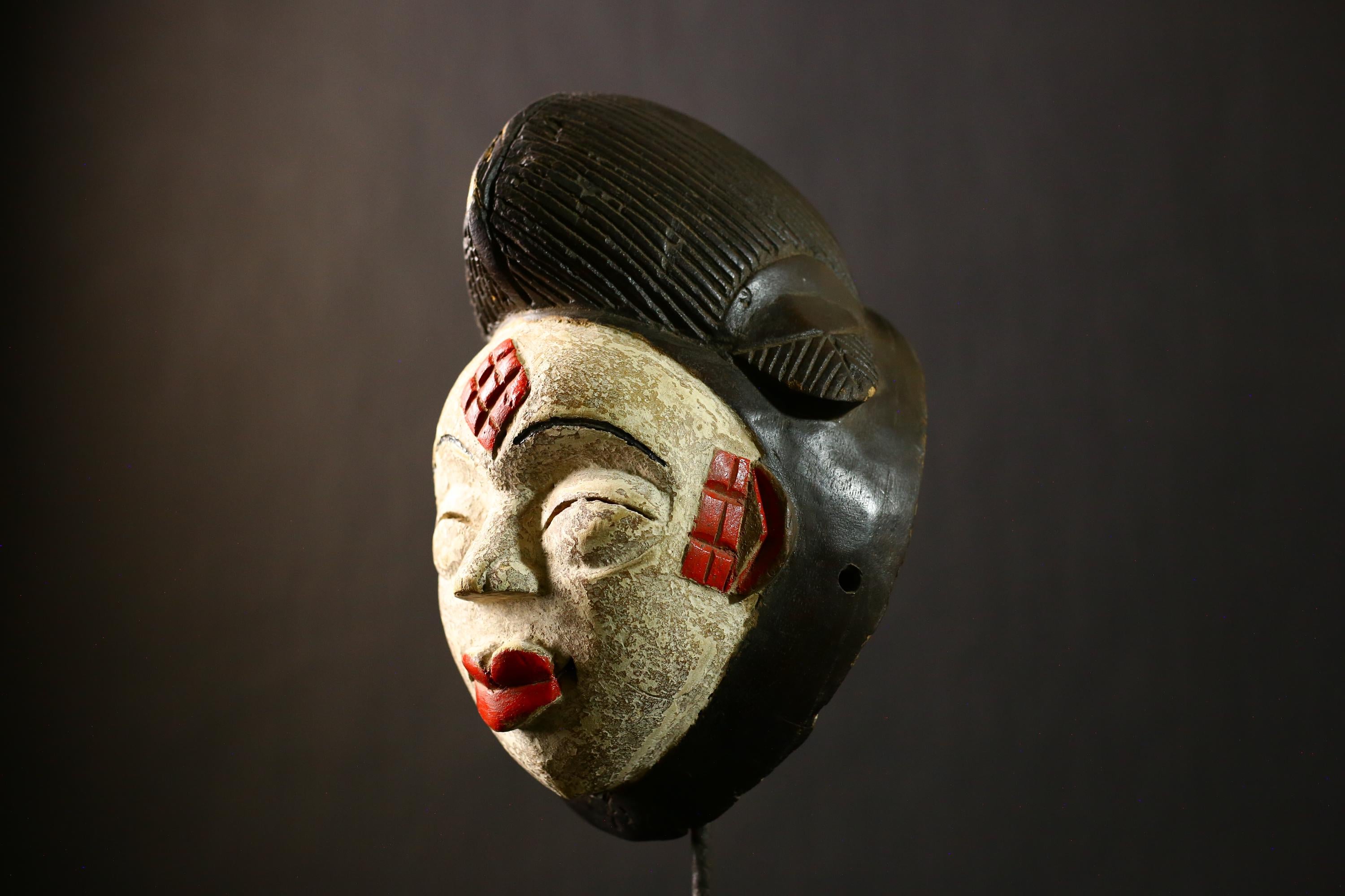 African Antique Puno Tribal Mask Authentic Handcrafted Wooden Wall Art Ethnic Decor-G4333