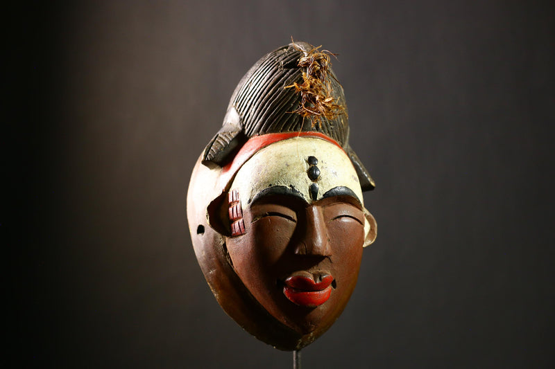 African Antique Puno Tribal Mask Authentic Handcarved Wooden Wall Art Ethnic Decor-G4332