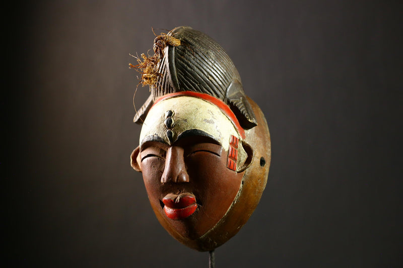 African Antique Puno Tribal Mask Authentic Handcarved Wooden Wall Art Ethnic Decor-G4332