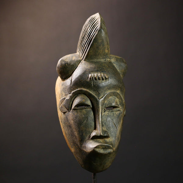 African Vintage Hand Carved Mask | Baule Art | Unique Home Decor | Cultural Collectible | Tribal Artisan Piece for Display-G1783