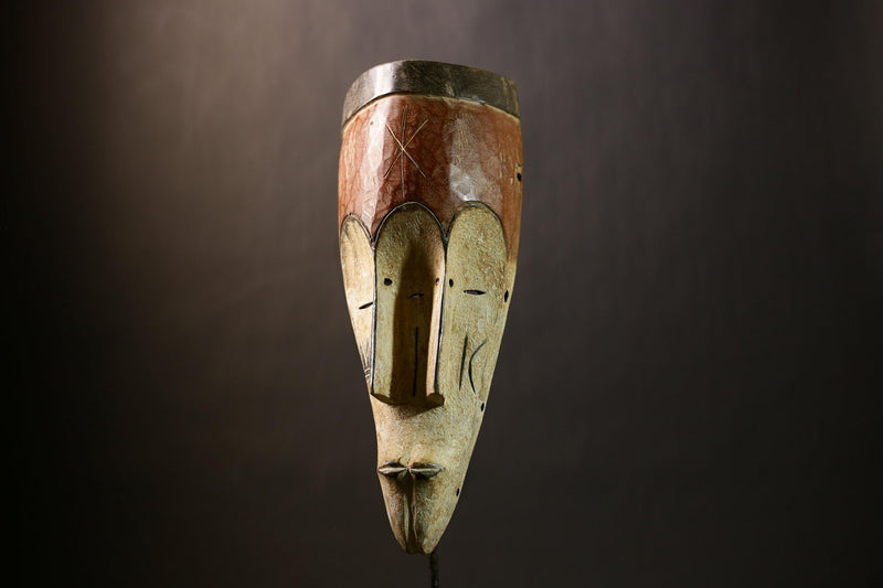 African Bwami Mask | Three Faces Mask | Lega Sculpture | Congo Wall Decor | Unique African Art | Ethnic Home Decoration-G4350