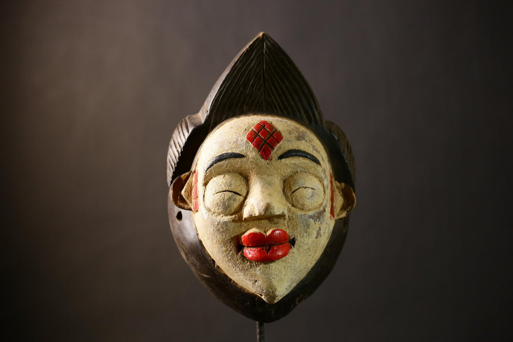 African Punu Mask | Tribal Okuyi Art | Handmade Wooden Sculpture | Unique Ethnic Decor | Authentic Wall Accent | Cultural Home Piece-G4380