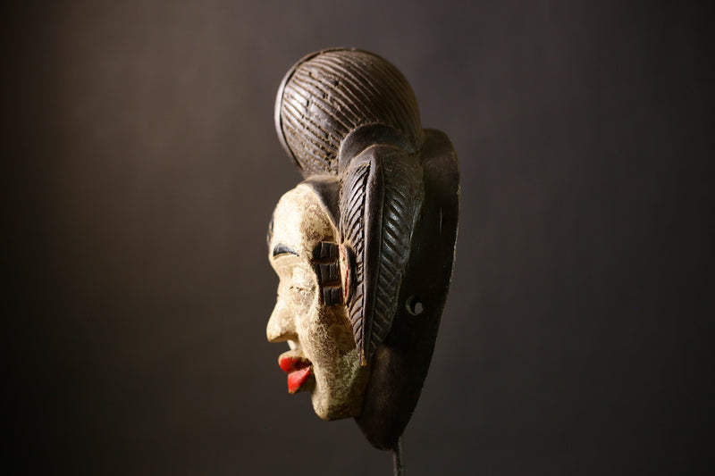 African Punu Okuyi Mask | Tribal Art Sculpture | Handmade Wooden Decor | Unique Ethnic Wall Piece | Authentic Cultural Accent Decor-G4379