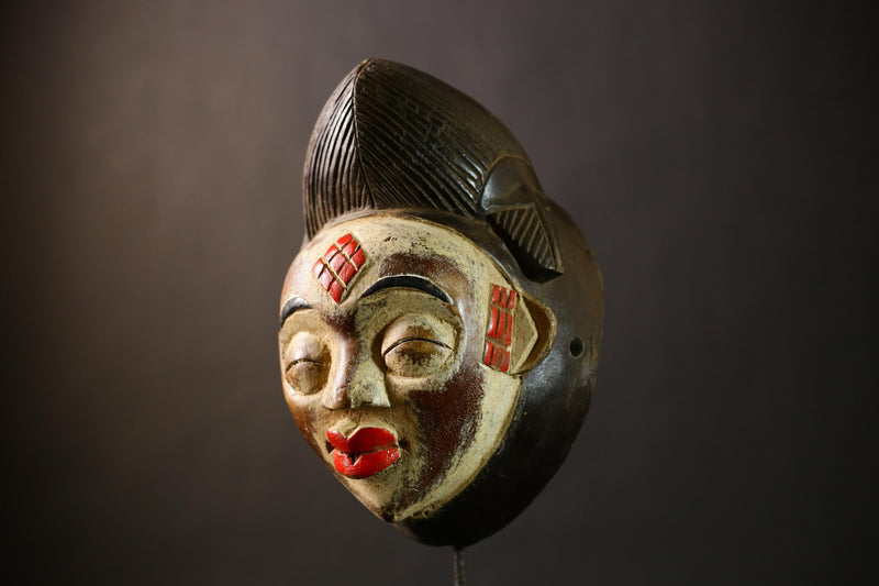 African Punu Okuyi Mask | Unique Handmade Tribal Art | Authentic Wooden Wall Decor | Traditional Ethnic Sculpture | Cultural Piece-G4378