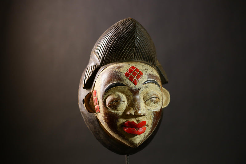 African Punu Okuyi Mask | Unique Handmade Tribal Art | Authentic Wooden Wall Decor | Traditional Ethnic Sculpture | Cultural Piece-G4378