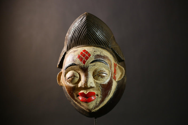 African Punu Okuyi Mask | Unique Handmade Tribal Art | Authentic Wooden Wall Decor | Traditional Ethnic Sculpture | Cultural Piece-G4378