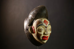 African Punu Okuyi Mask | Unique Handmade Tribal Art | Authentic Wooden Wall Decor | Traditional Ethnic Sculpture | Cultural Piece-G4378