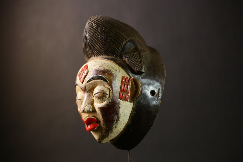 African Punu Okuyi Mask | Unique Handmade Tribal Art | Authentic Wooden Wall Decor | Traditional Ethnic Sculpture | Cultural Piece-G4378