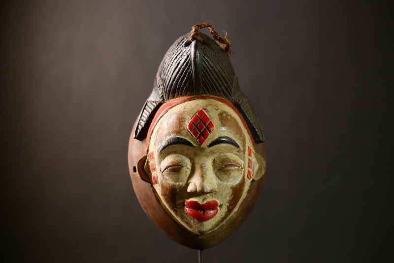 African Punu Okuyi Mask | Handmade Tribal Art | Unique Wooden Sculpture | Authentic Ethnic Decor | Traditional Cultural Accent Piece-G4377