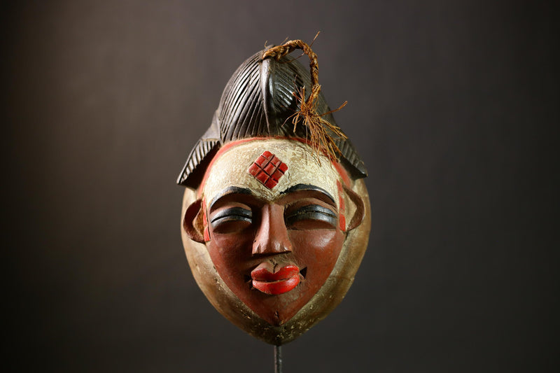 Handcrafted African Punu Mask | Tribal Okuyi Art | Unique Wooden Sculpture | Authentic Ethnic Decor | Traditional Cultural Accent-G4376