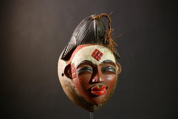 Handcrafted African Punu Mask | Tribal Okuyi Art | Unique Wooden Sculpture | Authentic Ethnic Decor | Traditional Cultural Accent-G4376