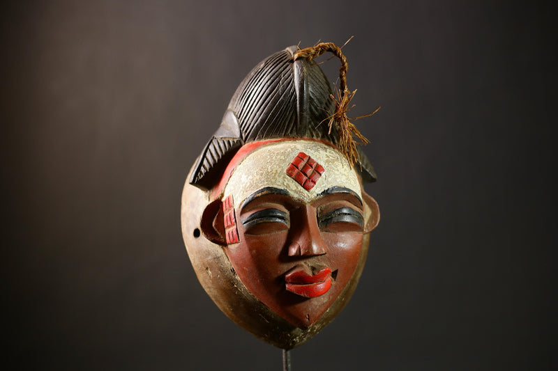 Handcrafted African Punu Mask | Tribal Okuyi Art | Unique Wooden Sculpture | Authentic Ethnic Decor | Traditional Cultural Accent-G4376