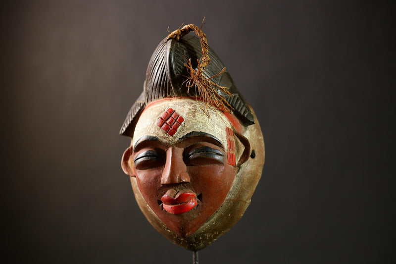 Handcrafted African Punu Mask | Tribal Okuyi Art | Unique Wooden Sculpture | Authentic Ethnic Decor | Traditional Cultural Accent-G4376