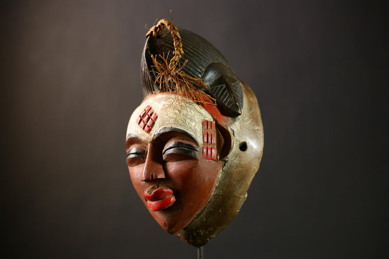 Handcrafted African Punu Mask | Tribal Okuyi Art | Unique Wooden Sculpture | Authentic Ethnic Decor | Traditional Cultural Accent-G4376